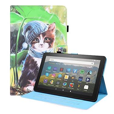 Imagem de YUNCHAO Caixa de telefone Para Amazon Fire HD 10 2021 Padrão de Animal Estojo de Couro Flip Horizontal Com Holder & Cart Slots & Follow Frame & Sleep/Wake-up Função capa para celular