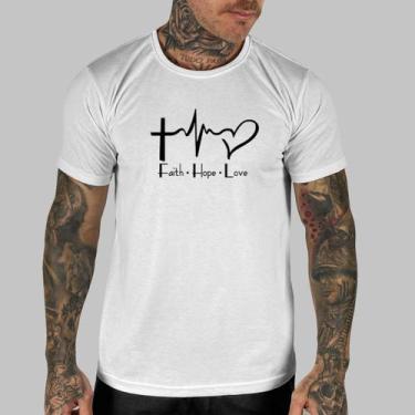 Imagem de Camiseta Masculina Personalizada Fait Hope Love Básica - Mp Moda Mascu