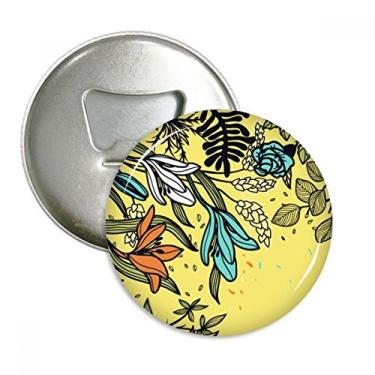 Imagem de Arte Moderna Flores Lírio Desenho Abridor de Garrafas Imã de Geladeira Emblema Multifuncional