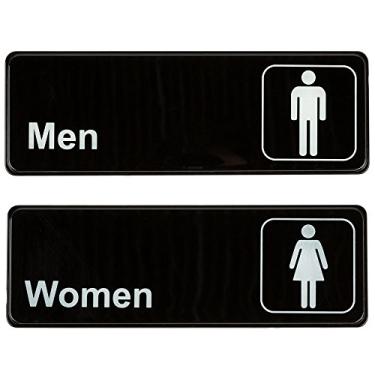 Imagem de Conjunto de placas de conformidade comercial para banheiros masculinos e femininos, placas de porta de vaso sanitário para restaurante de negócios, 7,62 cm x 22,86 cm