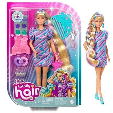 Imagem de Barbie Boneca Totally Hair Vestido Estrelas Amarelas, HCM88, Multicor