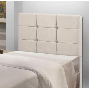 Imagem de Cabeceira Estofada Cama Box Solteiro 0.90 Julia Veludo Star Confort Bege Marfim