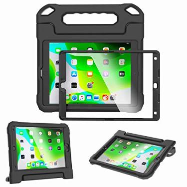 Imagem de A ADENK Capa infantil para iPad de 10,2 polegadas 9ª/8ª/7ª geração 2021/2020/2019 - com protetor de tela integrado, capa infantil leve à prova de choque para iPad de 10,2 polegadas 2021 (preta)