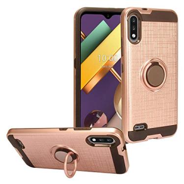 Imagem de CELZEN - Para LG K22, K32, K22+ Plus (LM-K200) - Capa de telefone com suporte de anel - RS2 ouro rosa