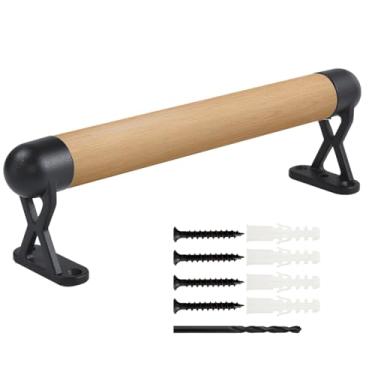 Imagem de Corrimãos de madeira para escadas internas, corrimão de escada antiderrapante de segurança, kit completo de haste de suporte de corrimão de pinheiro profissional, corrimão de escada confortável sem