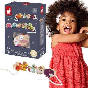 Imagem de Brinquedo Infantil  Alinhavo Fazendinha em Fila 13 peças - Janod