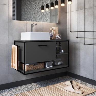 Imagem de Gabinete Suspenso para Banheiro 80cm com Cuba - Placa e Ponto