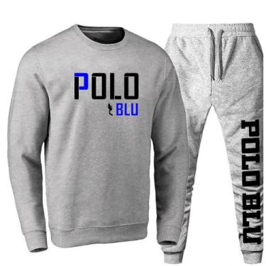 Imagem de Conjunto Moletom Masculino Gola Careca Sem Capuz Dia a Dia - Polo Blu,