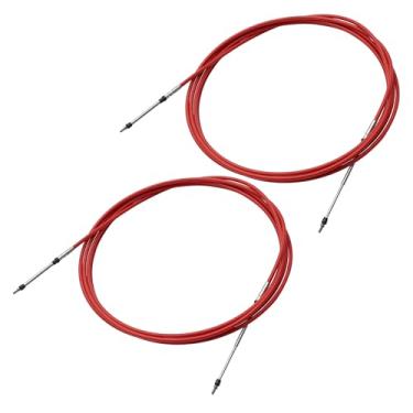 Imagem de uxcell 2 peças 6,4 m 6,4 metros 640.1 cm cabo de caixa de controle remoto de mudança do acelerador marítimo para sistema de direção do motor de popa barco vermelho