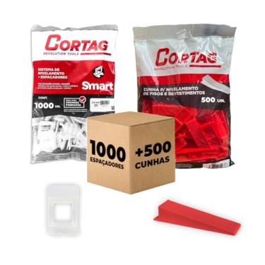Imagem de Espaçador Nivelador Cortag 1,5 mm Smart C/ 1000 Pçs Cunha Granel Tradicional C/500 Pçs P/Azulejo Cerâmica Porcelanato Kit Profissional