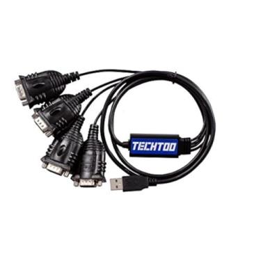 Imagem de TECHTOO 4 portas profissional FTDI CHIP USB para RS232 cabo serial DB9 conversor adaptador serial 9 pinos macho para macho com porcas sextavadas (W/Hexnuts, 4 portas RS232)