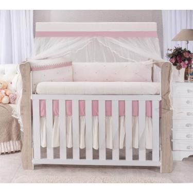 Imagem de Kit enxoval para berço ( monreale) tecido de linho com grippier rosê n