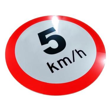 Imagem de Placa de Sinalização, Velocidade, Condomínio, 5km/h, Refletiva, 60cm, em ACM 3mm (alumínio composto)