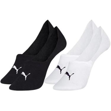 Imagem de Kit com 2 Pares de Meias Puma Modelo Sapatilha Lisa Básica Esportiva C