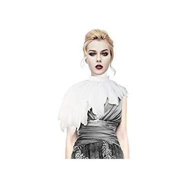 Imagem de HOMELEX Fantasia de xaile com penas e asas de bruxa preta, gola adulta, corvo e malévola, Tm-34, tamanho �nico