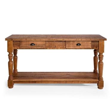 Imagem de Aparador Mesa Rústico Decorativo Em Madeira Maciça Bh 150cm Com Pés Torneados - Natural - Bege