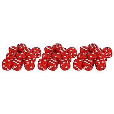 Imagem de Dados de 30pcs Conjunto de dados de 6 lados de canto redondo Dados de jogo portátil de plástico para jogos de tabuleiro Ensino de matemática (Vermelho)