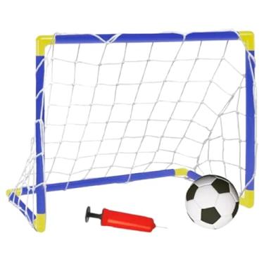 Imagem de Kit Gol Infantil com Trave 60cm, Bola de Futebol e Bomba de Ar, Azul e Amarelo