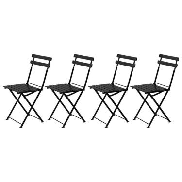 Imagem de Kit 4 Cadeiras Dobrável Ferro E Madeira Envernizada Black