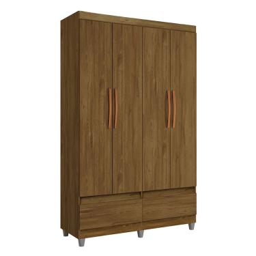 Imagem de Guarda-Roupa Roupeiro Solteiro Romeu 4 portas 2 Gavetas Freijó - Rede Móveis