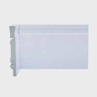 Imagem de Kit com 15 Barras Rodapé de Poliestireno 12cm X 15mm Frisado 36m Branco