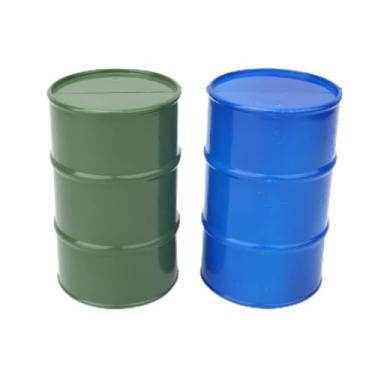 Imagem de Mini Decoração de Recipiente de Tambor de óleo Com Decoração de Rastreador RC Barril de Tanque de Metal para SCX10 90047 Novo Design Requintado Azul Verde (Azul verde)