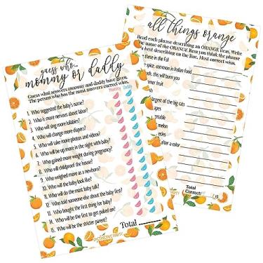 Imagem de DISTINCTIVS Orange Little Cutie Baby Shower Games, Mommy or Daddy Match and All Things Orange, 2 Game Bundle - 20 Dual Sided Cards