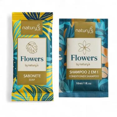 Imagem de Kit Flowers 100 Sabonetes 10g 100 Shampoo 2 em 1 10mL Hotel Pousada Hospital Doação