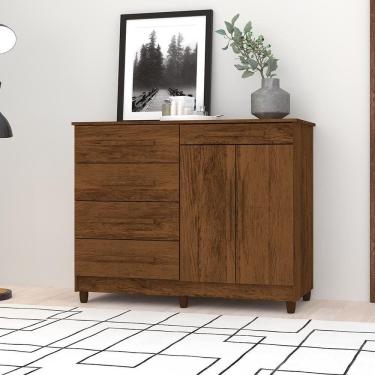 Imagem de Cômoda Sapateira Orion Imbuia Rústico 5 Gavetas 2 Portas