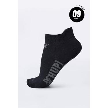 Imagem de Meia HUPI Casual Invisível Algodão Preto G - Kit 09 Pares