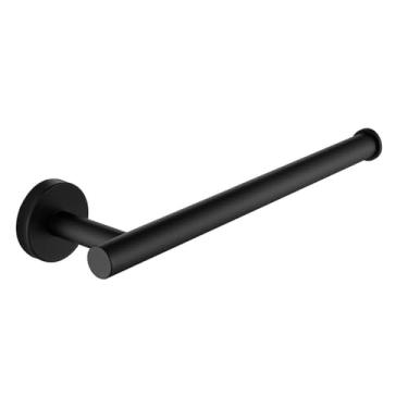 Imagem de Acessórios de banheiro preto cromado - Suporte para papel higiênico com anel para toalha - Aço inoxidável, Toalheiro 7