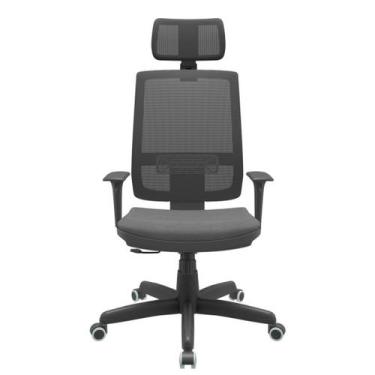 Imagem de Cadeira Office Brizza Tela Preta Com Encosto Assento Poliester Cinza R