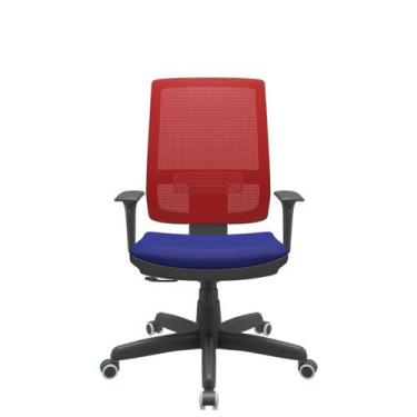 Imagem de Cadeira Office Brizza Tela Vermelha Assento Aero Azul RelaxPlax Base S