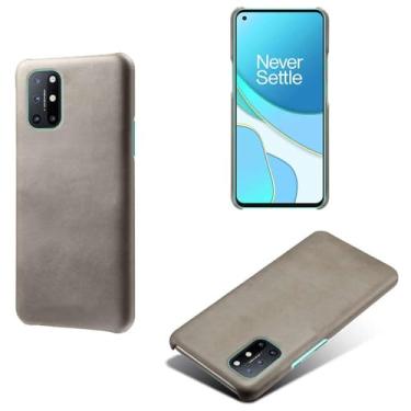 Imagem de Capa para Oneplus 8T,Proteção contra quedas,Casca de volta de cor sólida simples,Design de couro de imitação de plástico-Gray