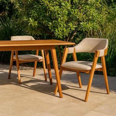 Imagem de Conjunto 2 Cadeiras De Jantar Linho Bege Encosto Concha Luxo