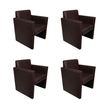 Imagem de Kit 4 Poltronas Nina Slim 1 Lugar Pé Fechado - Marrom Café - Cor: Marr