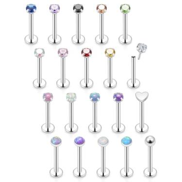 Imagem de Xnsjeyy 20G 18G 16G Brincos de nariz sem rosca de aço cirúrgico 316L Medusa Labret Monroe Lip Ring Tragus Forward Helix Conch Cartilage Lobe Earrings Stud Piercing Jewelry For Women Men, 18G-7MM