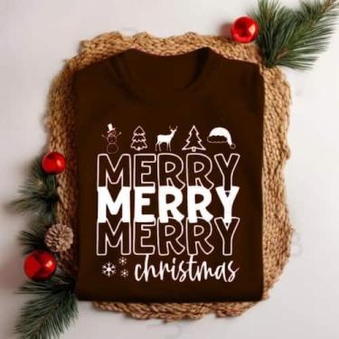 Imagem de Camiseta Unissex Natal Merry Christmas Vazado Festa Personalizado Esta