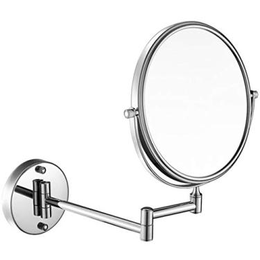 Imagem de Espelho de maquiagem, espelho de beleza de parede de dois lados, ampliação múltipla, espelho de banheiro giratório de 360°, espelho cosmético extensível, 15 cm, prata