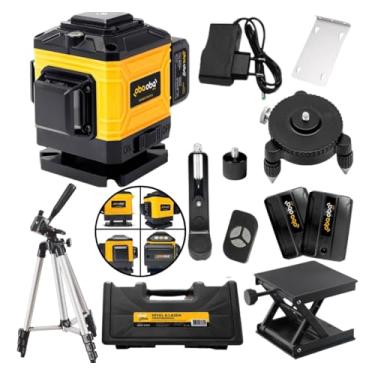 Imagem de Nível a Laser 3D 12 Linhas com Tripé Profissional kit Nível Laser verde 360 Graus com 2 Baterias Recarregável