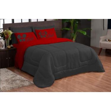 Imagem de EDREDOM 05 PEÇAS CASAL KING  PRETO CINZA DUPLA FACE mickey - VITHEOTEX