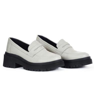 Imagem de Mocassim Feminino em couro sapato oxford tratorado estilo blogueira or