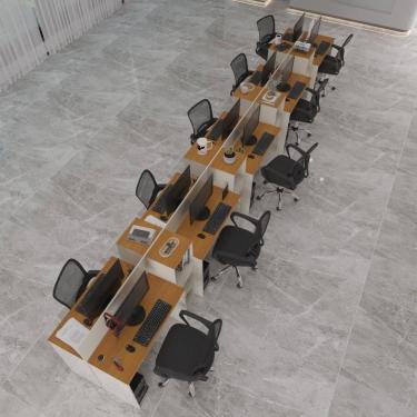 Imagem de Estação De Trabalho 10 Lugares Tech Office 10 Mesas 8 Armári - Off White E Cedro Off White E Cedro