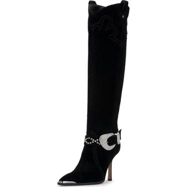 Imagem de Jessica Simpson Bota de cano alto feminina Kenzin, Camurça oleada preta, 35