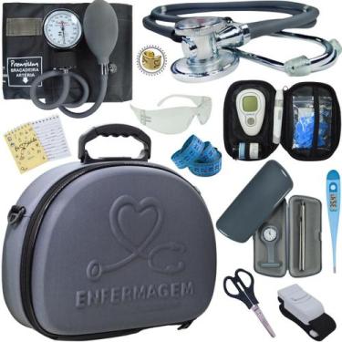 Imagem de Kit Enfermagem Maleta Exclusia Top Estagio Estetoscopio Aparelho De Pr