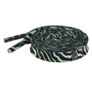 Imagem de Elerevyo 1 par de cadarços planos com estampa de leopardo para tênis, cadarços de 0,78 cm para sapatos casuais de caminhada, Preto, verde, 100cm/39.4"