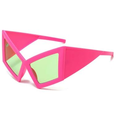 Imagem de Óculos de Sol Femininos Retrô Oversized Estilo Olho de Gato, Moda Praia, Festa ao Ar Livre, Proteção UV400, Masculinos Punk, Armação Grande, Luxo (Roxo-Verde)