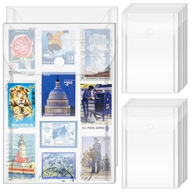 Imagem de LOTMER Pacote com 40 envelopes de plástico de 12 x 17 cm com fecho de botão, bolsos transparentes para guardar carimbos e matrizes pequenos envelopes de plástico para organizador de armazenamento