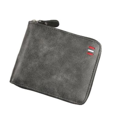 Imagem de Carteira com 10 bolsos para cartão de crédito, carteira curta retrô masculina, bolsa multifuncional de couro PU, suporte de cartão de crédito dobrável, Preto 2, Tendência