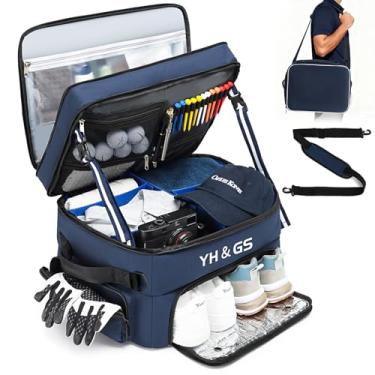 Imagem de Organizador de baú de golfe, acessórios de golfe de 3 camadas para homens, 2 pares de sapatos, compartimento ventilado separado, organizador de golfe para carro, bolas, roupas, luvas, acessórios para